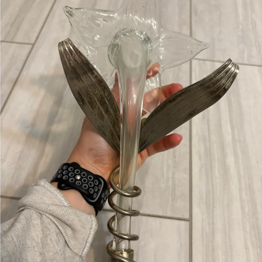 Art Deco Silver Plated Flower Vase With Metal Holder